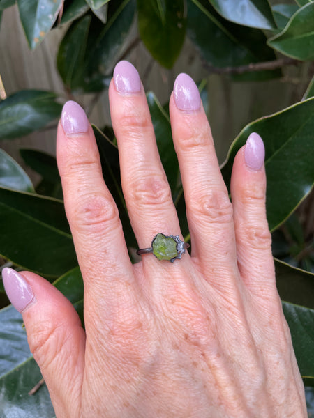 Peridot Spiderweb Ring