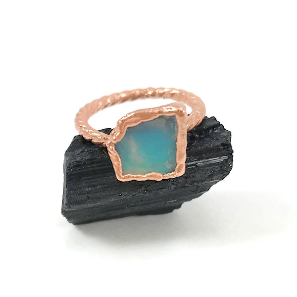 Opal Twisted Band Ring | October birthstone