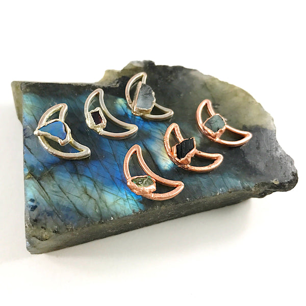 Tiny Gem Moon Necklace