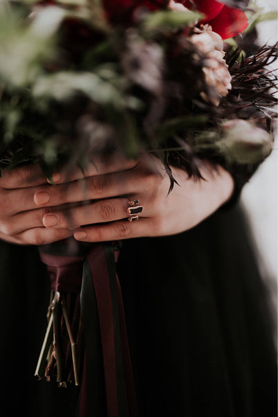 Black Tourmaline Three Stone Ring
