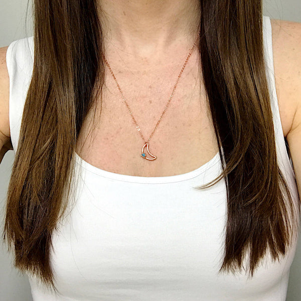 Silver Moonstone Moon Necklace