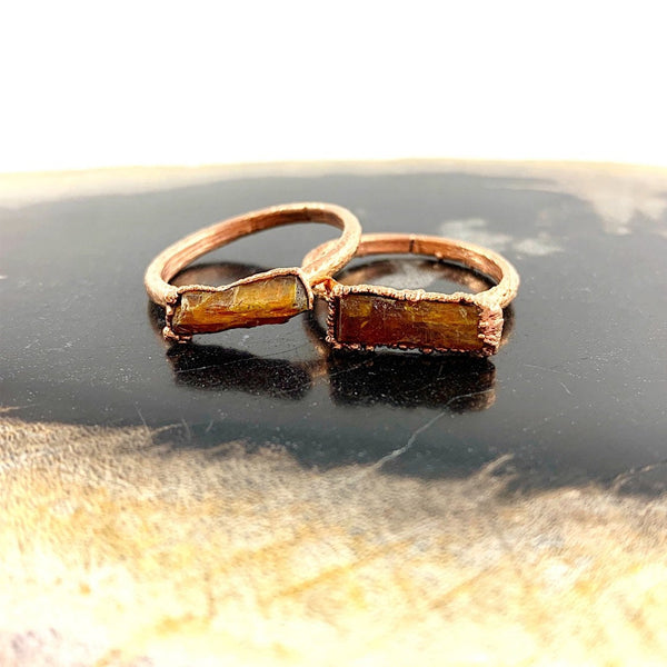 Orange Kyanite Bar Ring