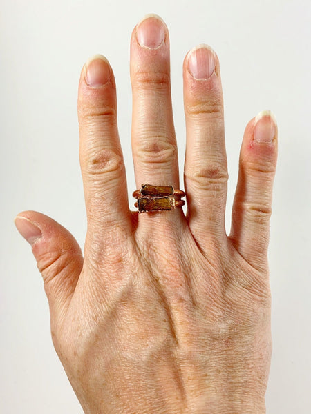 Orange Kyanite Bar Ring