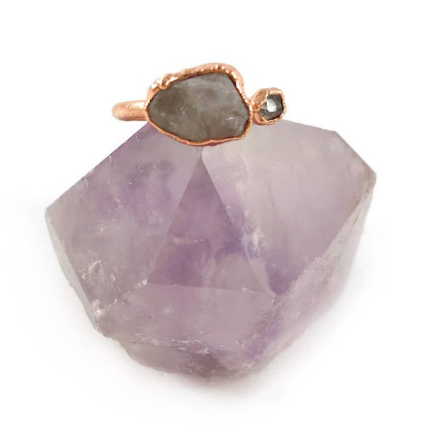 Rose Quartz and Herkimer Diamond Ring