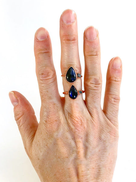Labradorite Ring and Aquamarine Ring
