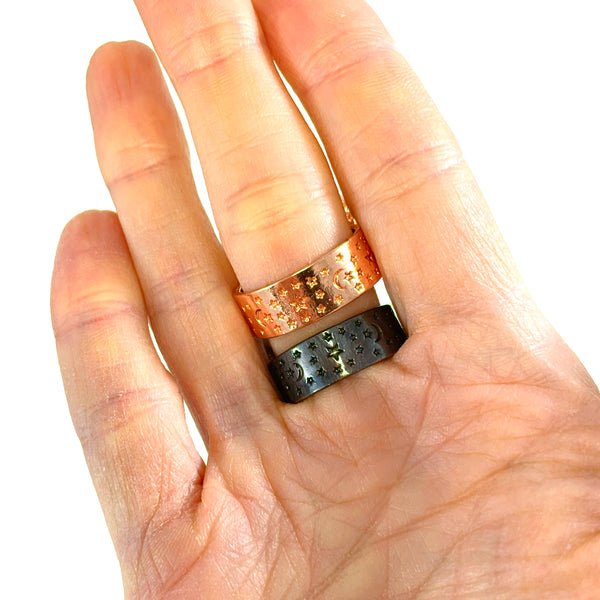 Amethyst Heart Moon & Stars Ring
