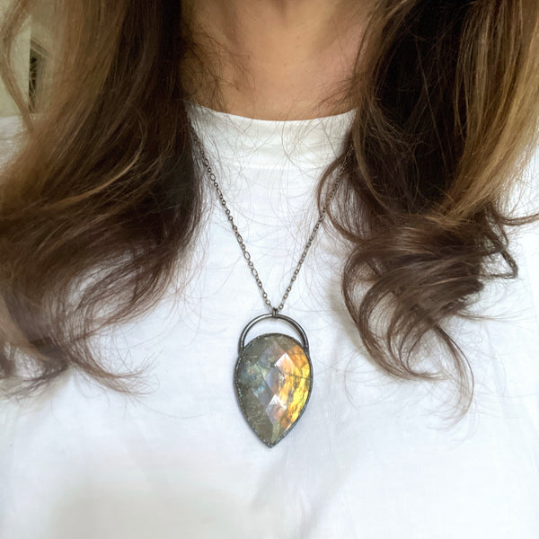 Faceted Labradorite Teardrop Necklace