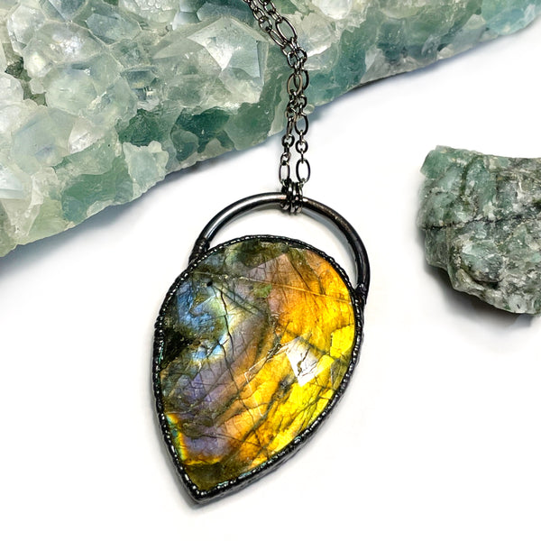 Faceted Labradorite Teardrop Necklace