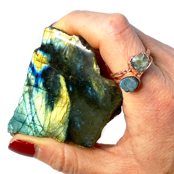 Raw Labradorite Ring