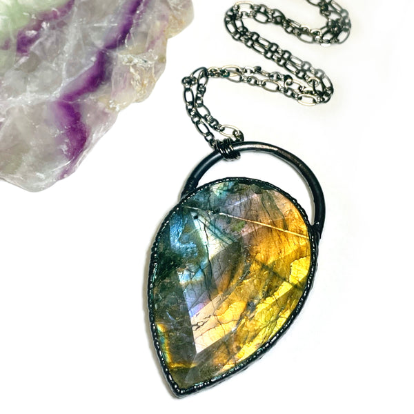 Faceted Labradorite Teardrop Necklace