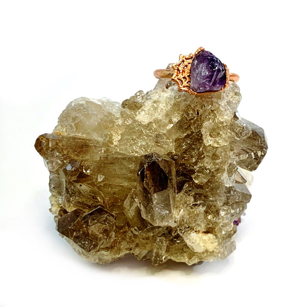 Amethyst Spiderweb Ring
