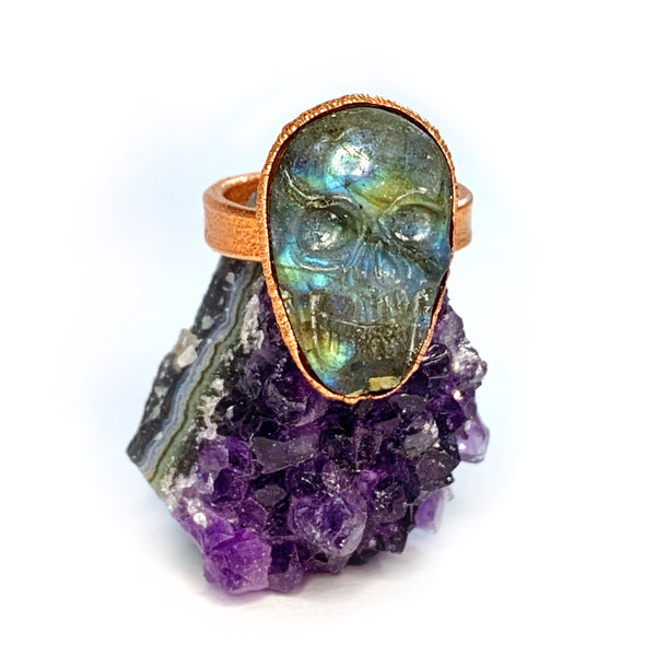 Labradorite Skull Ring