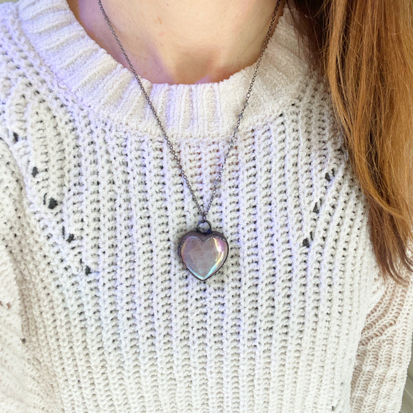 Custom Listing for Becca -Rose Quartz Aura Heart Necklace