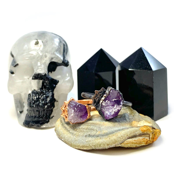 Amethyst Spiderweb Ring