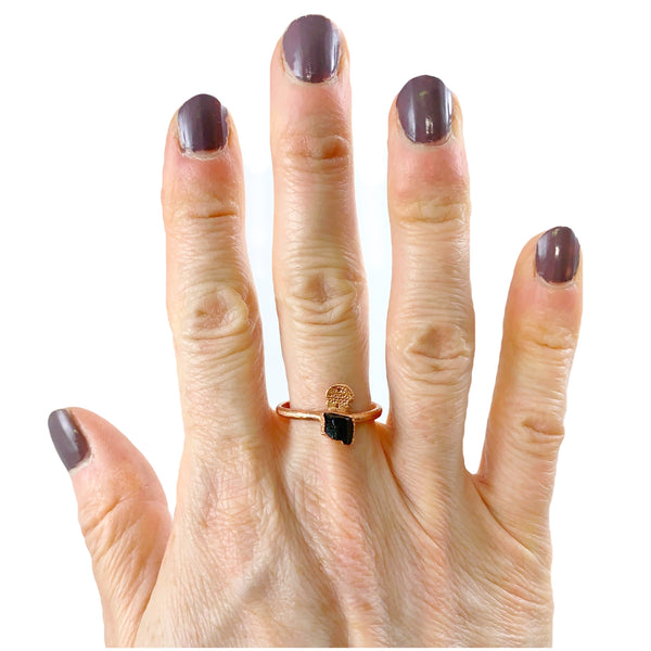 Black Tourmaline Sugar Skull Ring