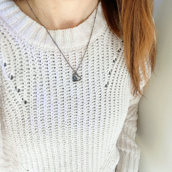 Tiny Spinel Heart Necklace | August Birthstone