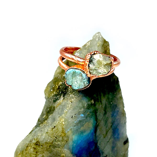 Raw Labradorite Ring