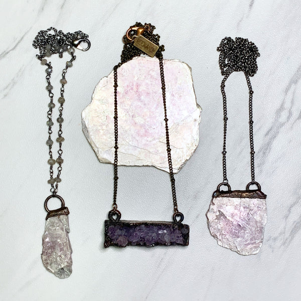 Raw Lepidolite Horizontal Necklace