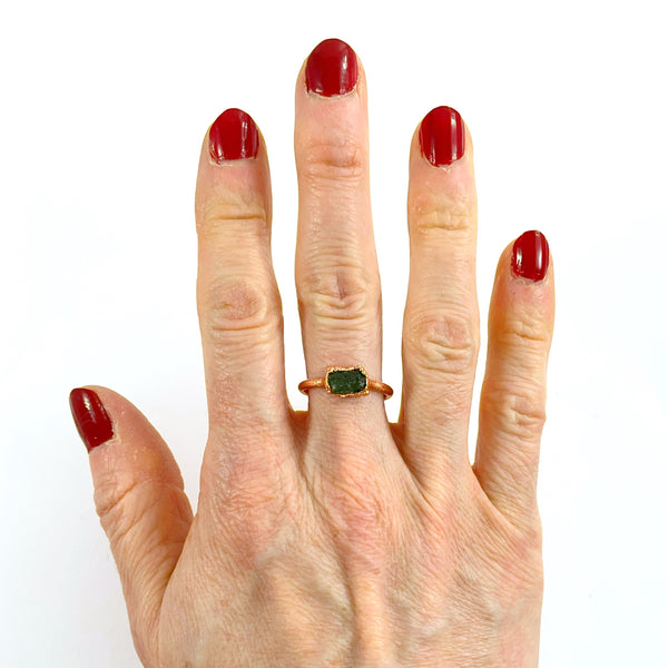 Raw Moldavite Ring