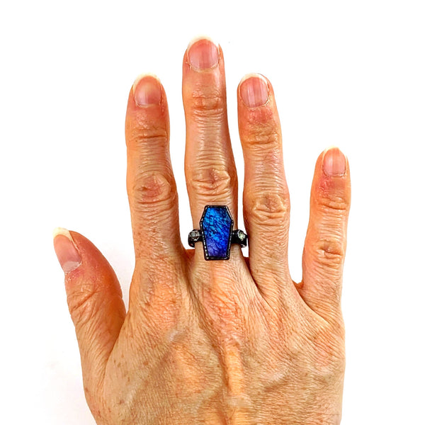 Purple Moonstone Coffin Ring