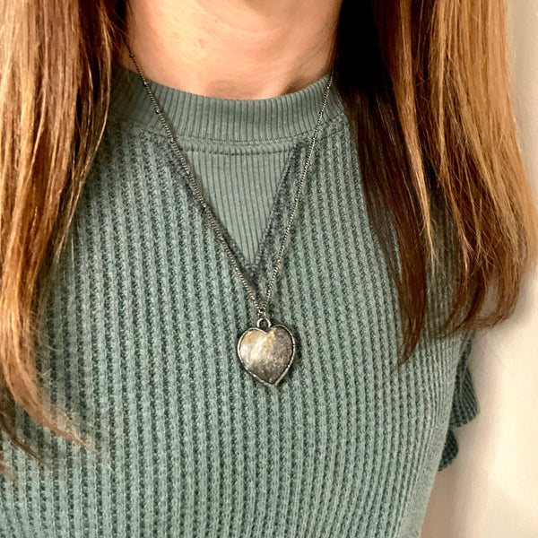 Black Sunstone Heart Necklace