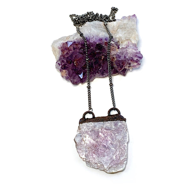 Raw Lepidolite Horizontal Necklace