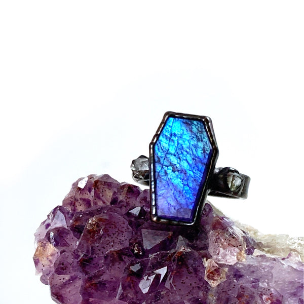 Purple Moonstone Coffin Ring