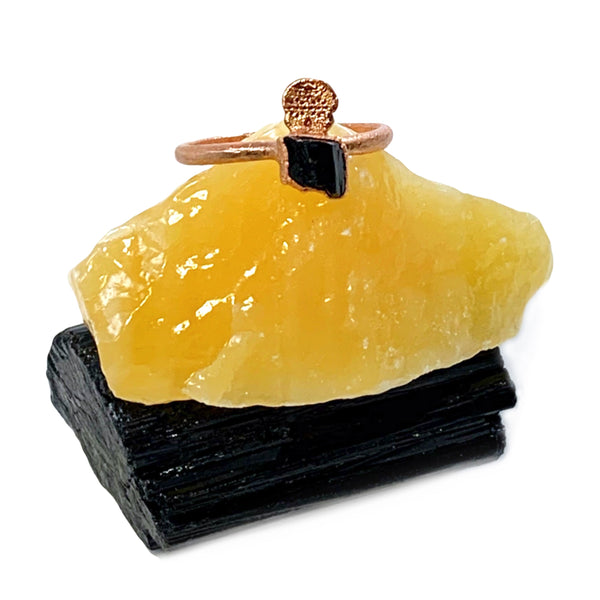 Black Tourmaline Sugar Skull Ring