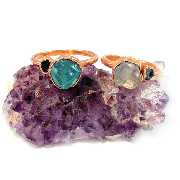 Quartz and Blue Zircon Ring