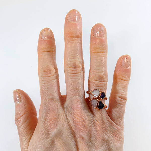Amethyst and Rose Quartz Ring