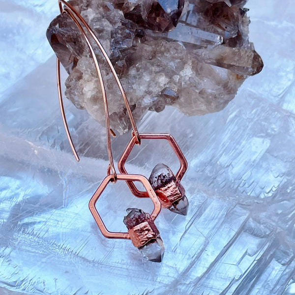 Quartz Hexagon Earrings