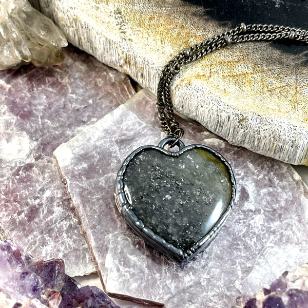 Black Sunstone Heart Necklace
