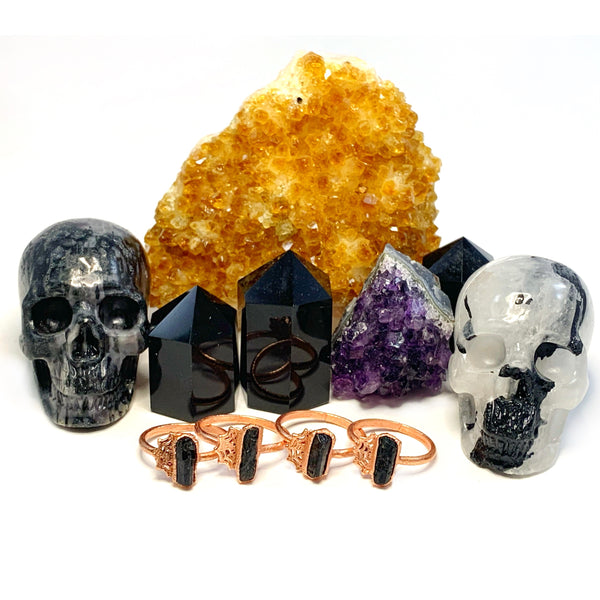 Black Tourmaline Spider Web Ring