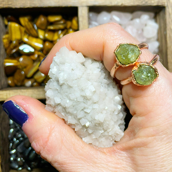 Raw Grossular Garnet Ring | January Birthstone