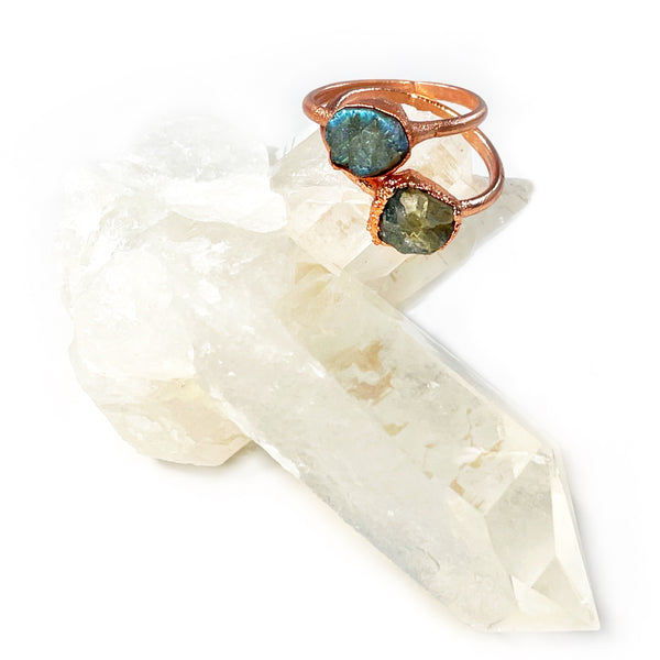 Raw Labradorite Ring