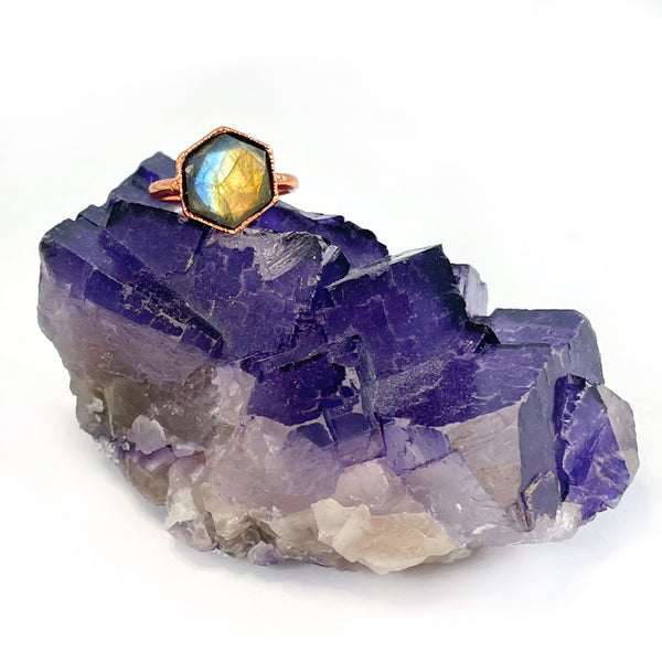 Labradorite Hexagon Ring