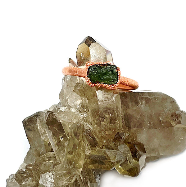 Raw Moldavite Ring