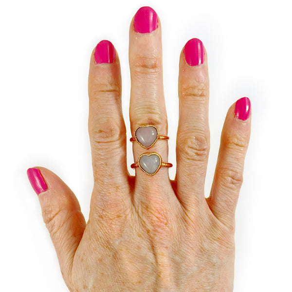 Rose Quartz Heart Ring