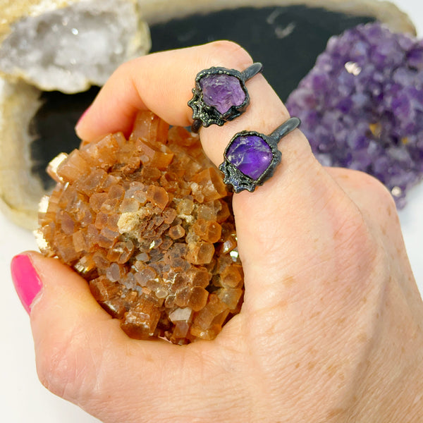 Amethyst Spiderweb Ring