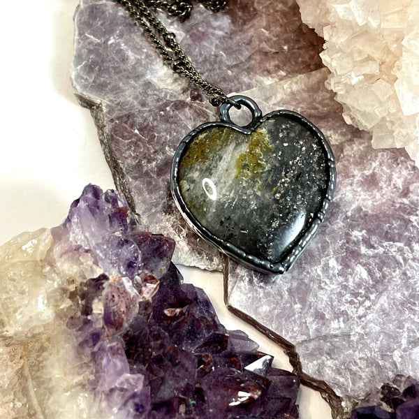 Black Sunstone Heart Necklace
