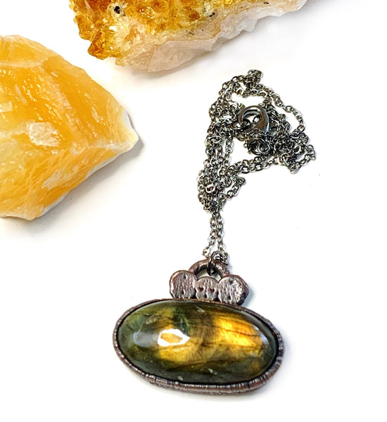 Labradorite Skull Necklace