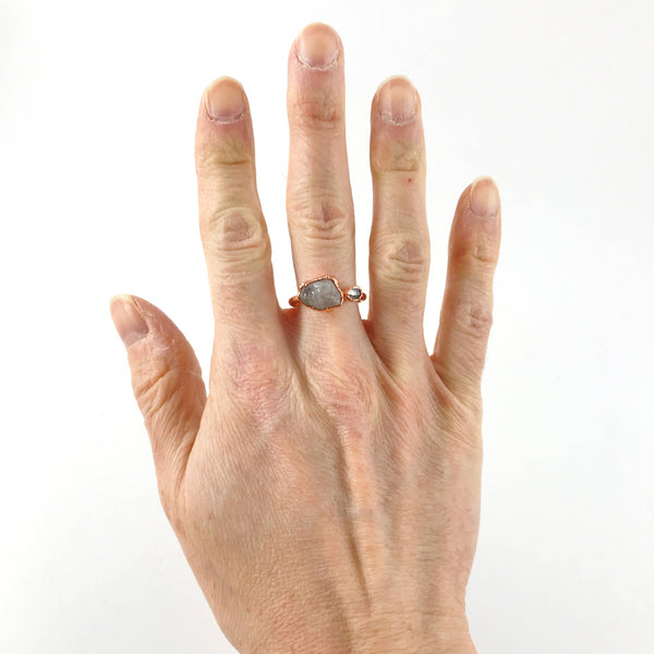 Rose Quartz and Herkimer Diamond Ring