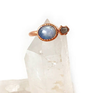 Moonstone and Herkimer Diamond Ring