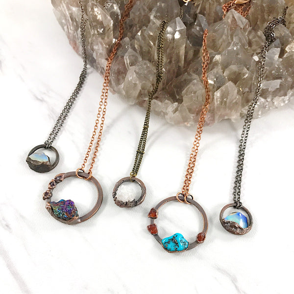 Turquoise and Carnelian Circle Necklace