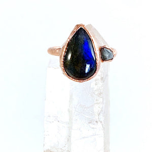 Labradorite Ring and Aquamarine Ring