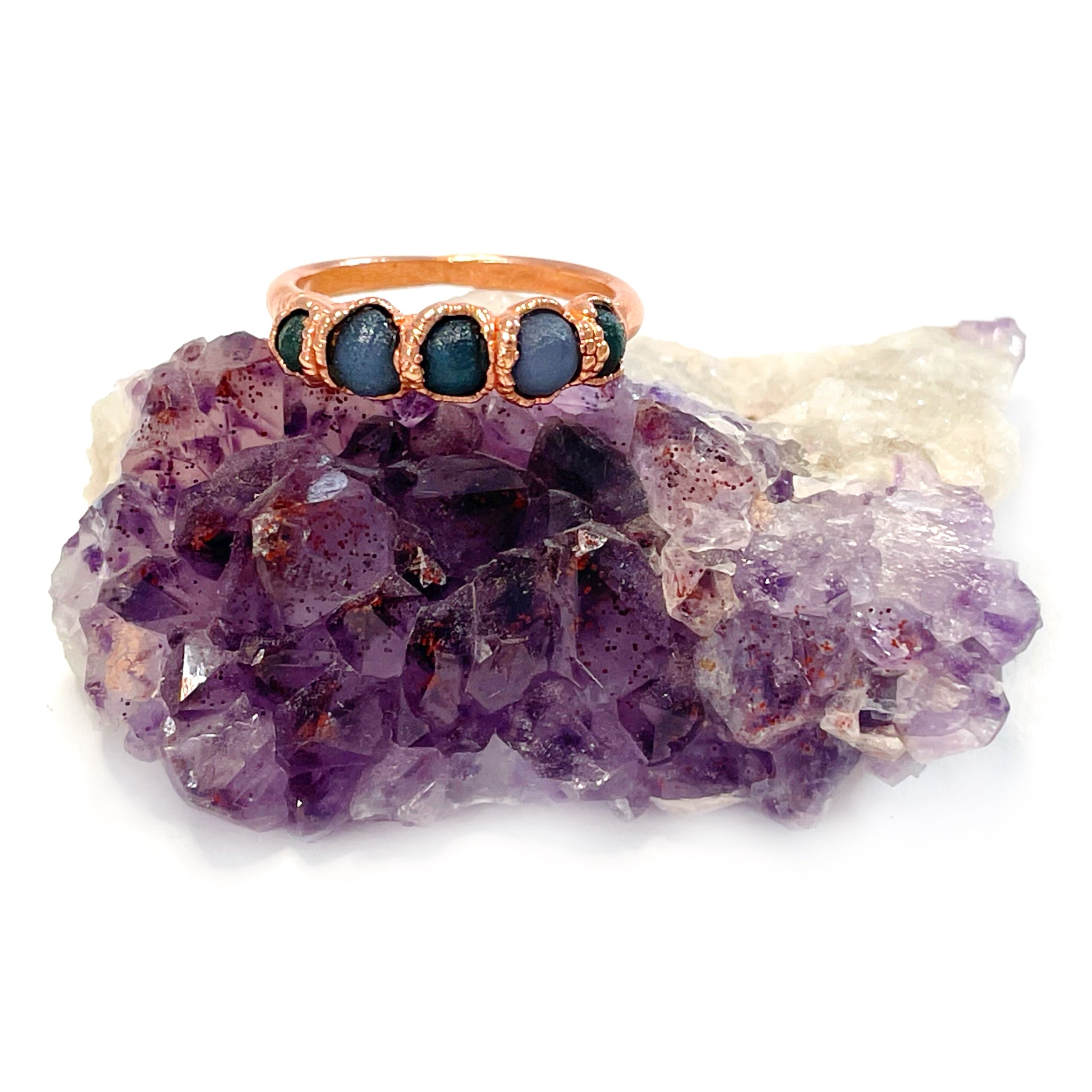 Multi Stone Ring | Grape Agate ring | hot Raw Grape Agate ring | Copper and natural agate jewelry | Raw stone ring | Rough grape agate jewelry