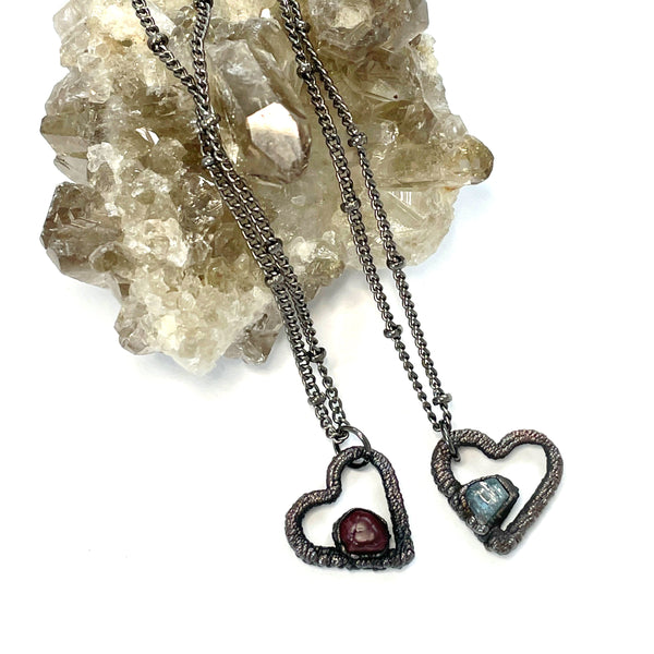 Tiny Spinel Heart Necklace | August Birthstone