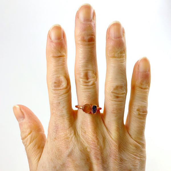 Sunstone and Amethyst Ring