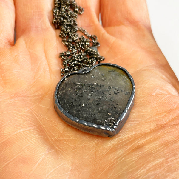 Black Sunstone Heart Necklace