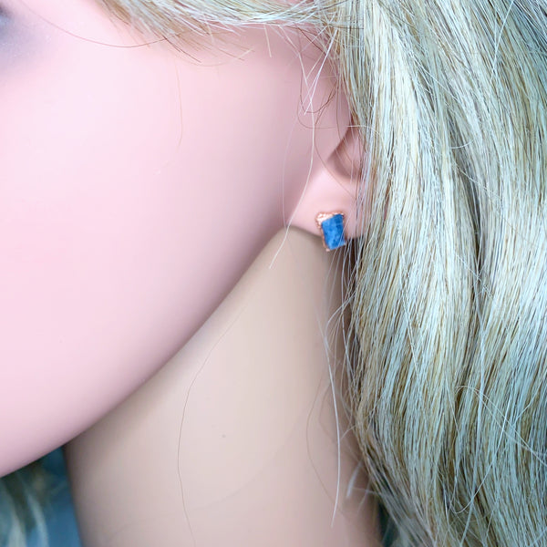 Blue Kyanite Blade Stud Earrings